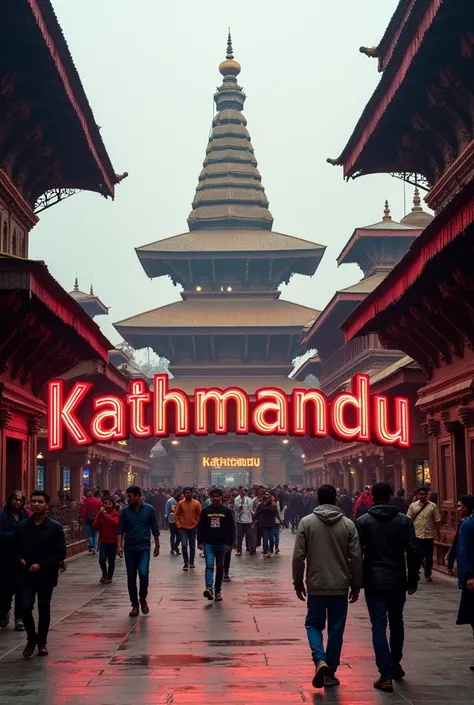 Kathmandu durbar square having iconic ‘kathmandu’ letter sign like that of ‘toronto’