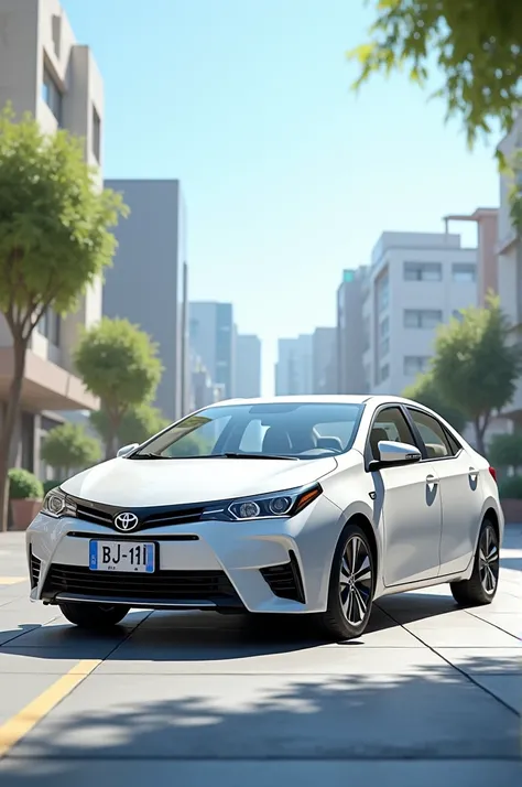 White Toyota Corolla with licence plate BEJ-118 