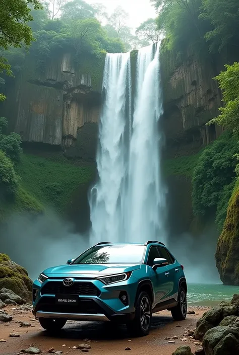 2 Corolla Cross Hybrid 2024 Brasil, 8k photo, waterfall landscape 