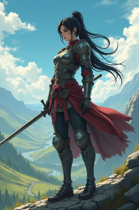 a one woman, a battle warrior, medieval era anime 