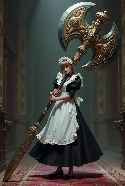 Maid with a huge melee weapon