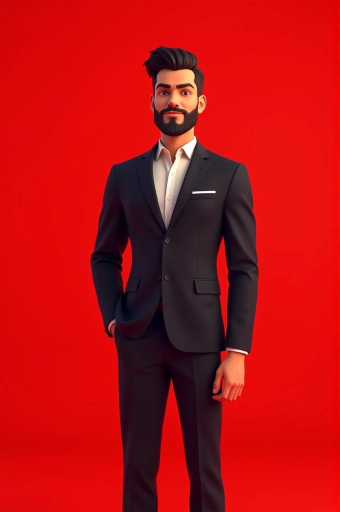 Man clean animated image red background and long and handsome 