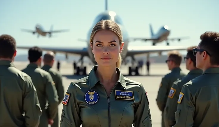 Among the male pilots, a woman