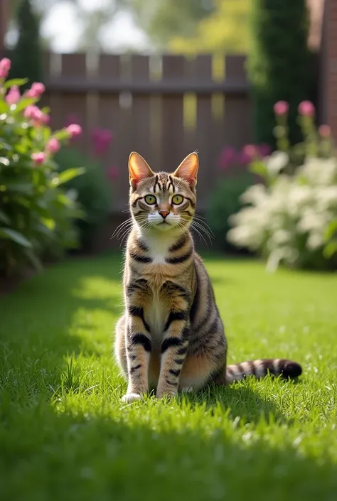 photo of cat standing in the yard