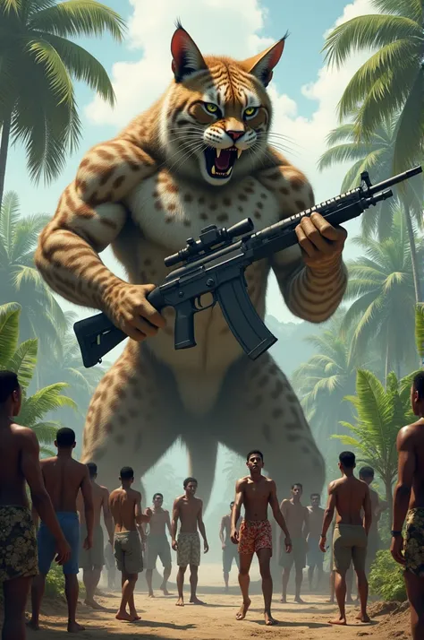 Giant Cat with m14 chasing Haitians 