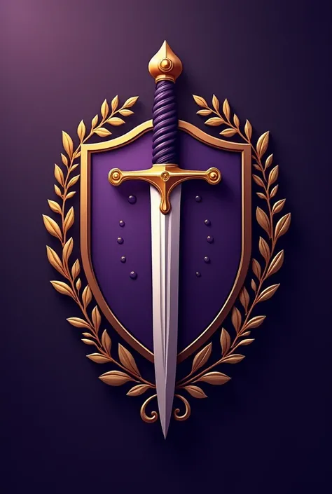 Elegant purple and gold school logo with a dagger in the middle