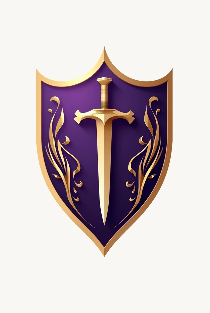 Elegant purple and gold school logo with a small dagger in the middle