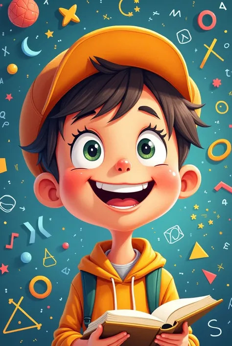 Kid studious in mathematics happy cartoon 