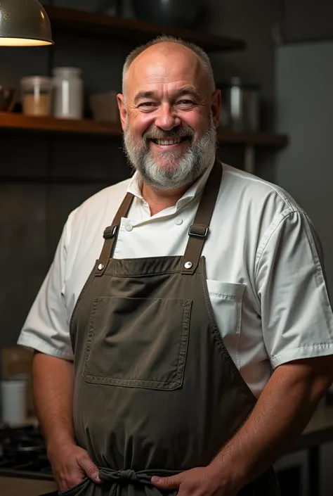 cook , Russian, man, in work clothes, smiling