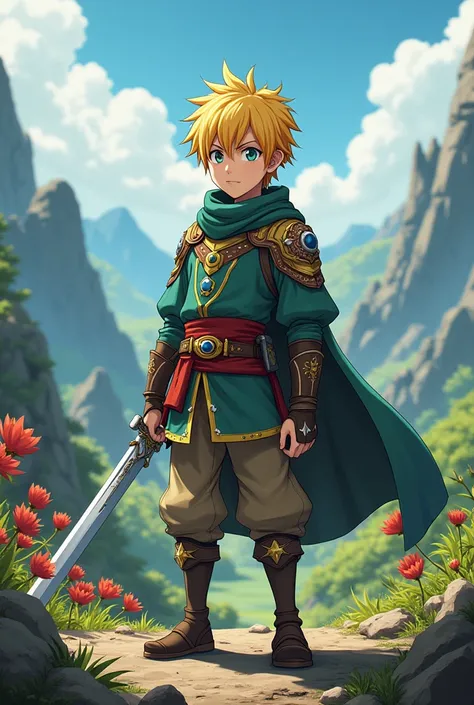 Jaune Arc from RWBY reimagined as the protagonist of a Dragon Quest game.