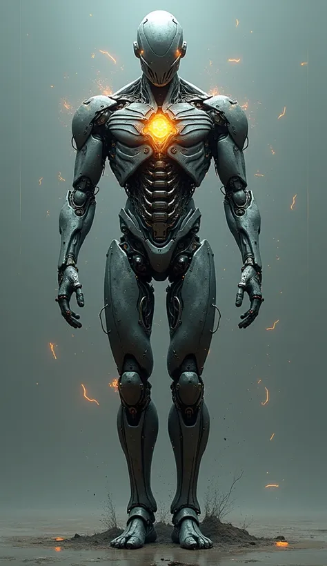 “The Endpoint of Technological Evolution: Man-Machine Hybrid”
Visual Description:
This image depicts an entity in which the fine line between man and machine is completely obliterated. The being is based on the human anatomy, but the entire structure is eq...