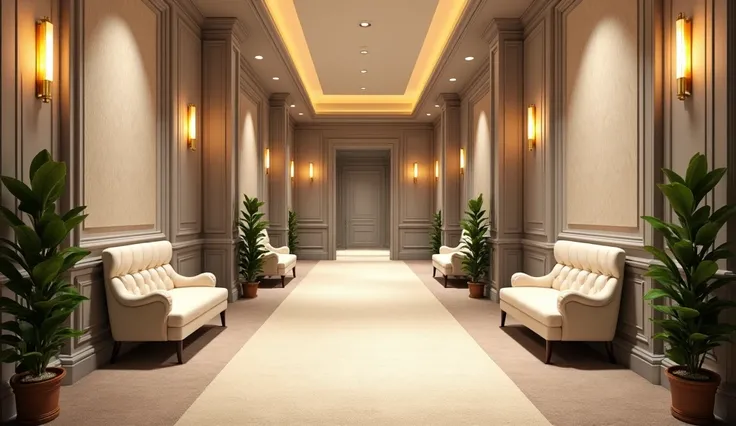 Make a hotel corridor, Just the scenario, do not insert people into it