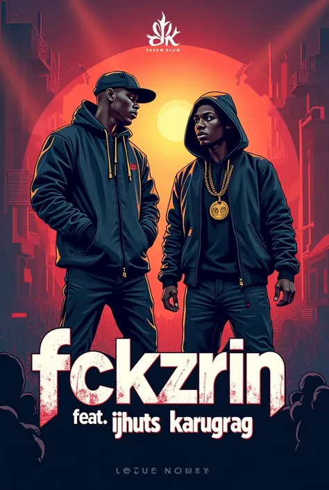 LOGO TEXT: FCKZRIN feat. IJHUTS KARUGRAG, HIPHOP art, TWO RAPPER BOYS, STAGE