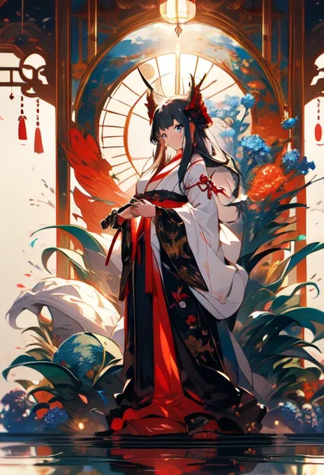 ((8k,masterpiece, Highest quality, High resolution)) Very detailed, beautiful, full-body shooting,Realistic eyes,Perfect Face,beauty,perfect body,One girl,Sensual_body,narrow_Waist,Lips parted,Thin and tall,Holding a Japanese sword、Please draw a female kni...