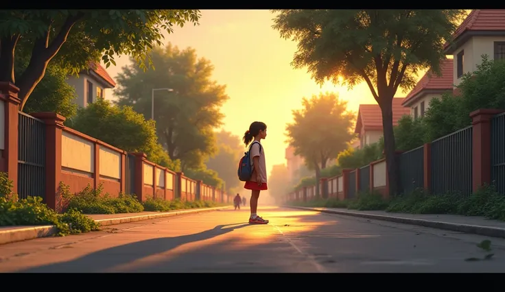 Visual: A , Riya, is walking home after school. It’s a typical evening in the quiet lanes of Ambernath. She’s looking forward to reaching home, her mind filled with thoughts of her homework and what her mom might have made for dinner.