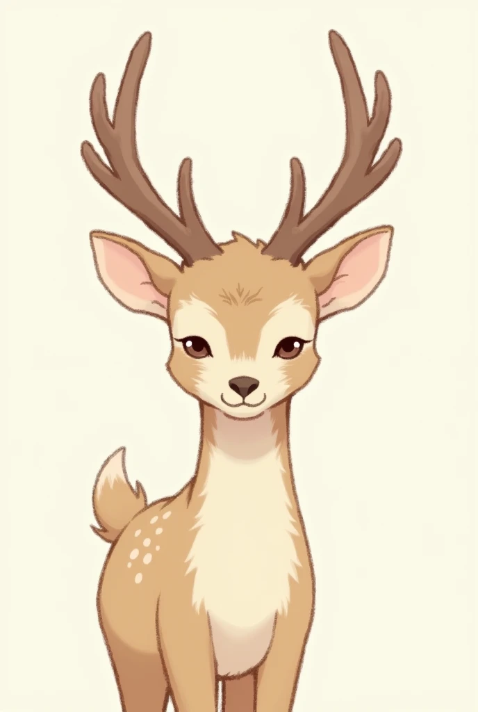 A deer in the furry anime style, that it looks a bit like a sketch of medium horns and also an expression of doubt