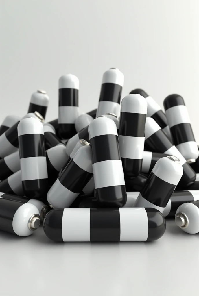 Pile of black and white delineators, photorealistic 