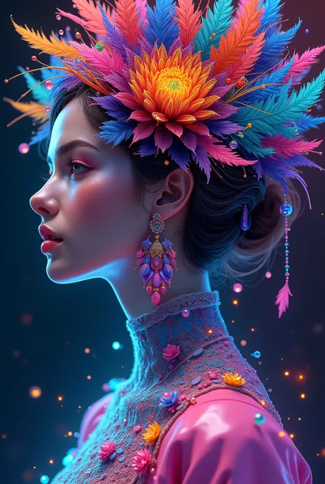 (masterpiece, top quality, best quality, official art, beautiful and aesthetic: 1.2), (1 girl: 1.3), extremely detailed, (neon fractal art: 1.1), (multi-color: 1.1) (flower: 1.3), highest detail, (neon zentangle: 1.2), (dynamic pose), (neon abstract backgr...