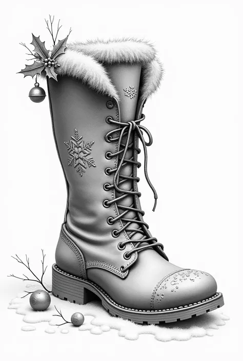 Make me a pencil sketch of a Christmas boot 