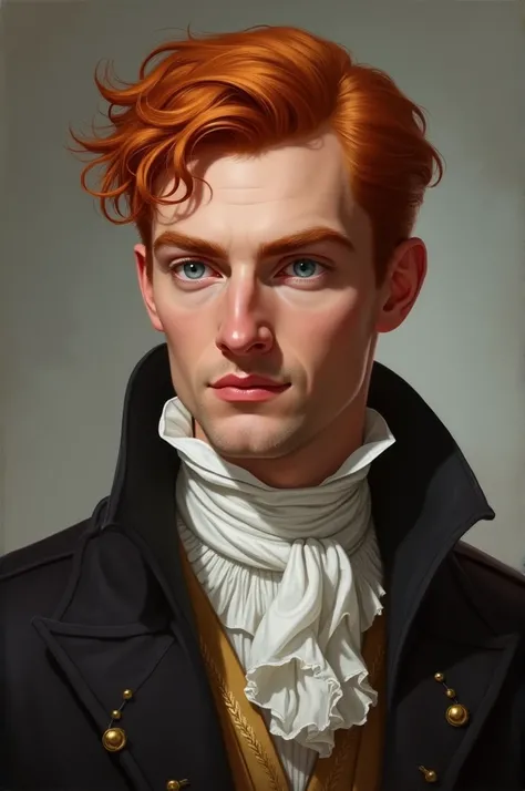 A red-haired man with blue eyes and a Roman nose