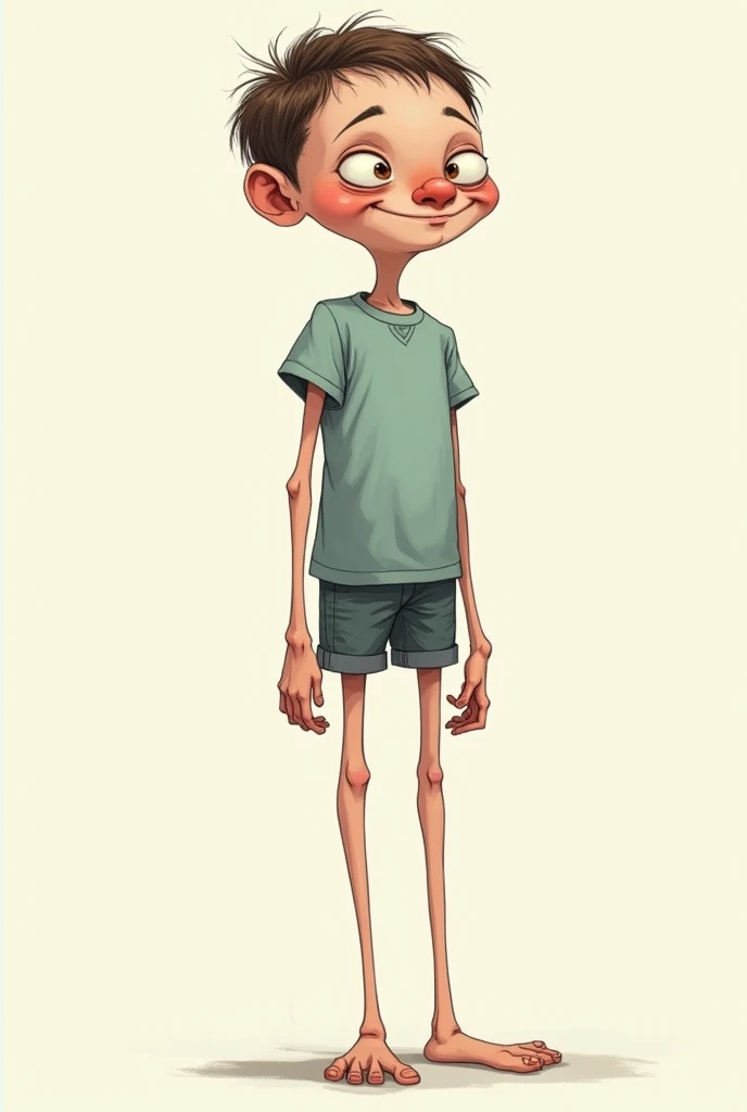 ugly boy tall dark very thin very tall very funny full body illustration

