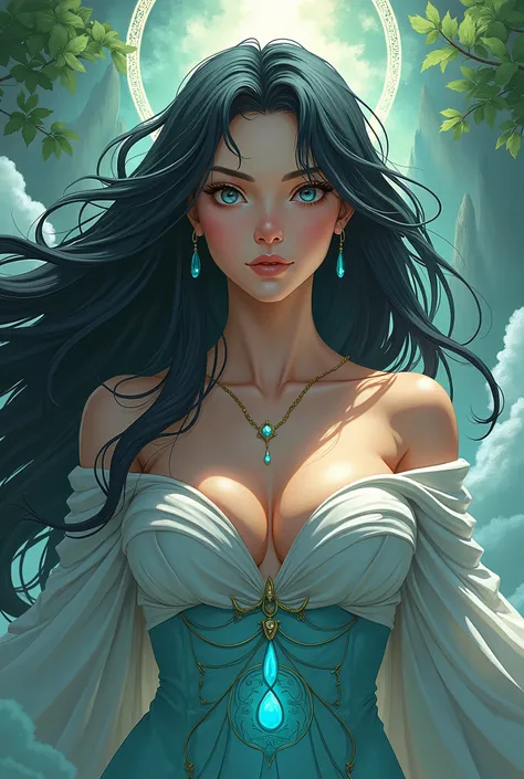 A pretty woman. But not just any one. Such a woman, a goddess, deusa dthe elements. She has a strong aura, characteristics aimed at your powers, the elements. She is a fearless woman, with a striking face and look, the same with its characteristics. Anime-...