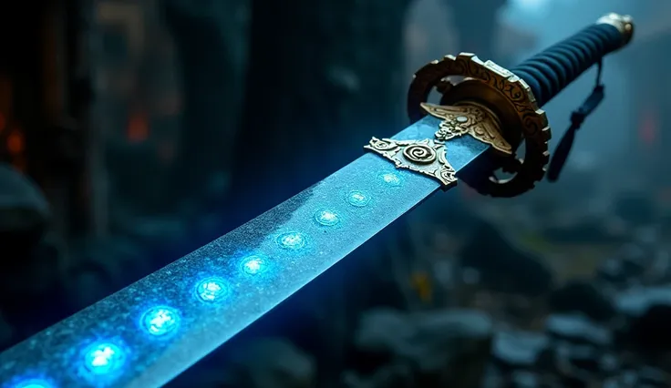 move: Made of kurogin (black silver), a dark, shiny metal with a ryūseki core (dragon stone). The blade is engraved with small messages in dragon runes..

Ryuseki: The stone is embedded in the core of the blade, emits an opaque blue glow with gold accents,...