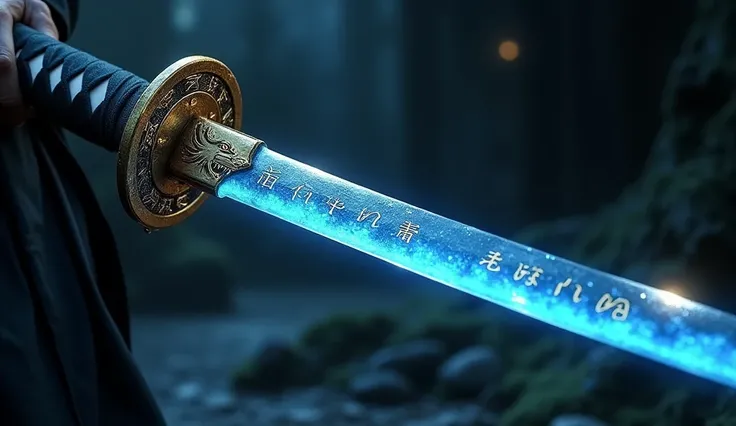 move: Made of kurogin (black silver), a dark, shiny metal with a ryūseki core (dragon stone). The blade is engraved with small messages in dragon runes..

Ryuseki: The stone is embedded in the core of the blade, emits an opaque blue glow with gold accents,...