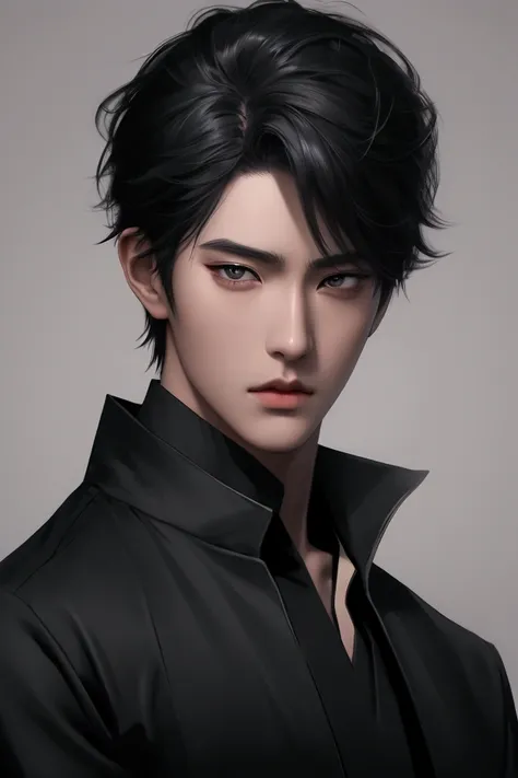 there is a man with a black shirt and a black jacket, artwork in the style of guweiz, made with anime painter studio, anime realism style, realistic anime artstyle, guweiz, semirealistic anime style, inspired by Zhang Han, in the art style of bowater, semi...