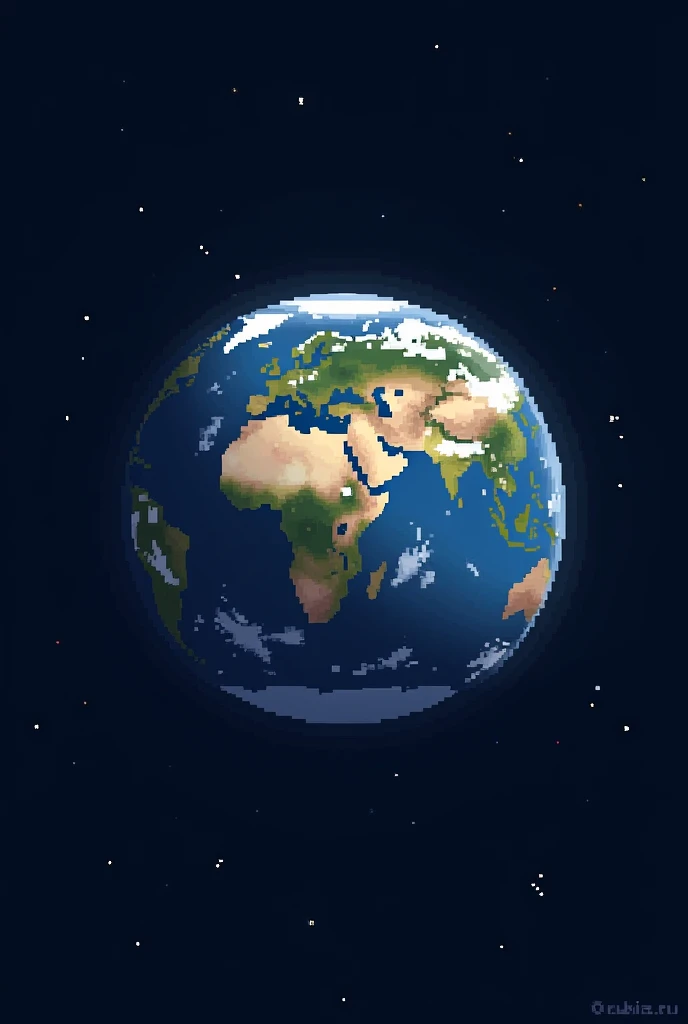 Create a pixelated image of planet earth for the planet profile 3m day