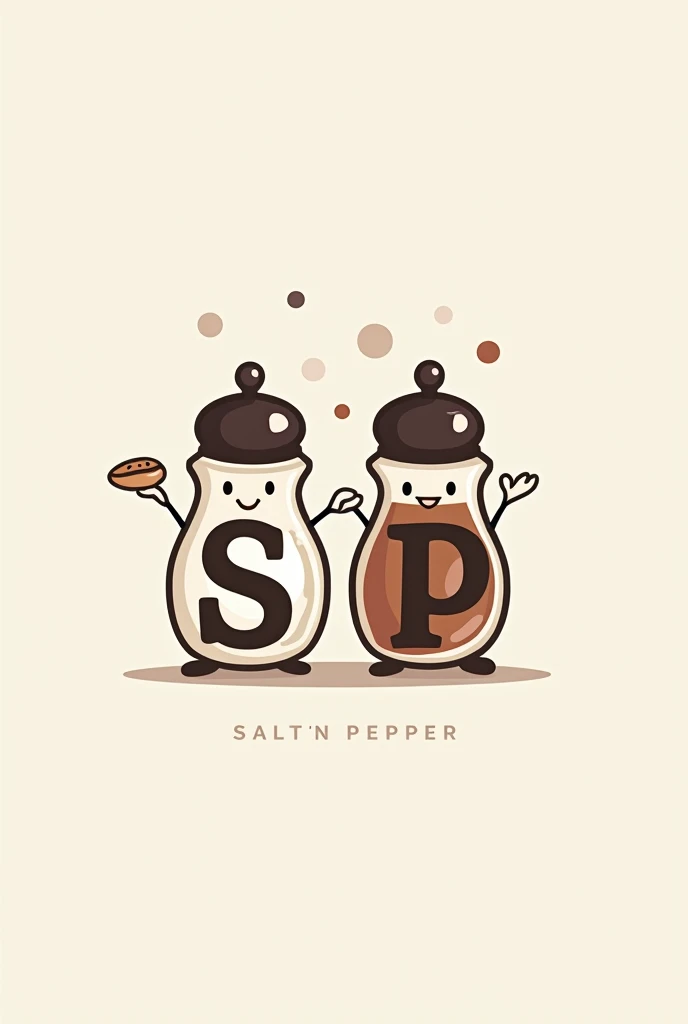 Create a logo for team Salt n Pepper which is a students group of a hotel management college by integratind salt and pepper bottles with the letters S and P