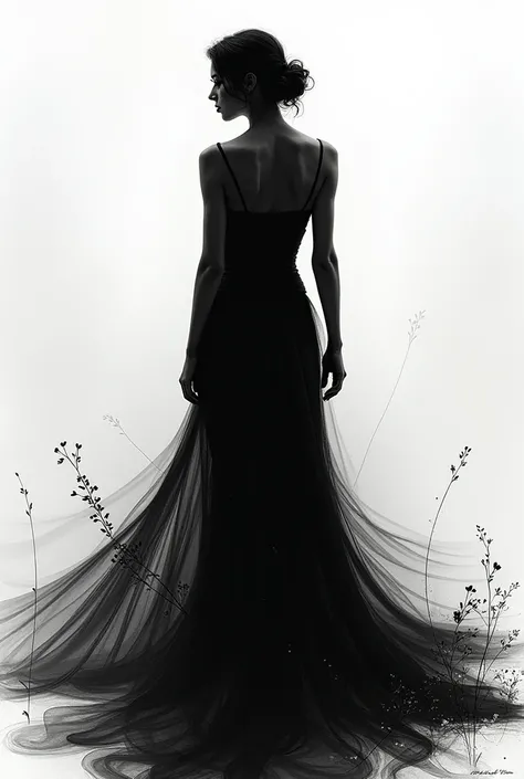 Black and white art with woman silhouette