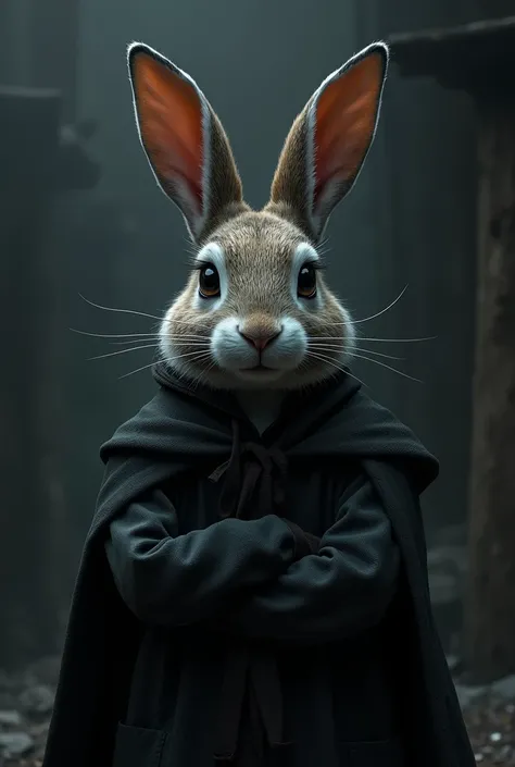 I need you to generate a bunny for a dark profile that has a confident expression and looking forward and a face that looks more confident. This is generating insecurity and that is strong in the sense that it has a pleasant shape. 