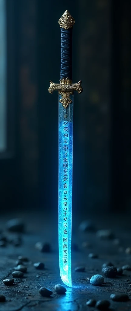 move: Made of kurogin (black silver), a dark, shiny metal with a ryūseki core (dragon stone). The blade is engraved with small messages in dragon runes..

Ryuseki: The stone is embedded in the core of the blade, emits an opaque blue glow with gold accents,...