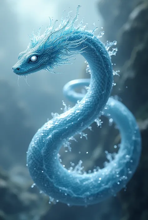 Elemental snake made of water and white eyes 