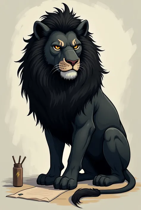 

"Create a profile photo for an Instagram account named Mufasa - Ghost Lyrics Writer. The image should feature a unique and original lion design that is distinct from any existing characters, such as those from The Lion King. Animated lion with a paper wh...