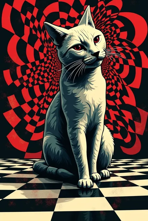 image with the size 1500 by 500 in op art schrodinger&#39;s cat