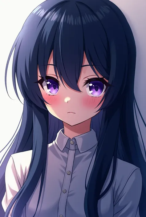 1 ,purples eyes, Seriously, empty eyes, longye hair, Dark Blue Hair, アニメ, アニメ, 