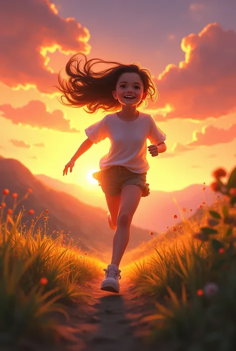 girl running in the sunset