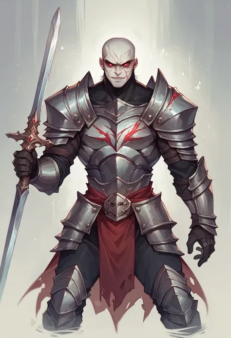 Azarion has a terrifying appearance, with pale skin and bright red eyes. He wears dark, bulky armor, that protects you from any attack. His sword is made of a dark, magical material., and his aura is cold and sinister.