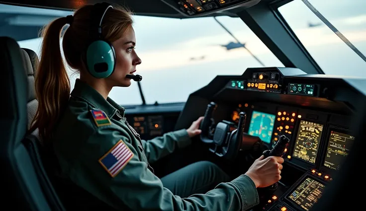 inside the f-22, Clara tightened her grip on the joystick, aware that his every move could mean the difference between life and death. 
