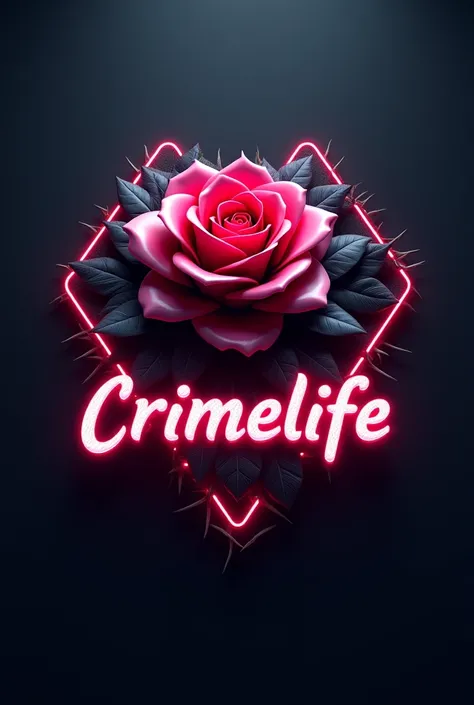 Make me a fivme server logo with a Rose Crimelife server name with roses with 3d effect and a bit of neon