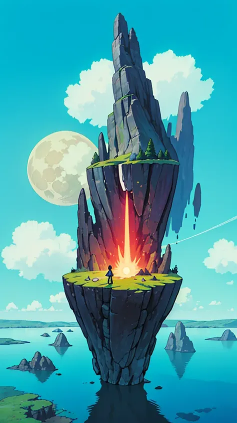 Create an 8K high-definition, richly detailed conceptual anime image inspired by the world of Ooo from Adventure Time. The scene should depict a whimsical and fantastical landscape with a surreal, dreamlike quality. Include a vibrant and diverse terrain wi...