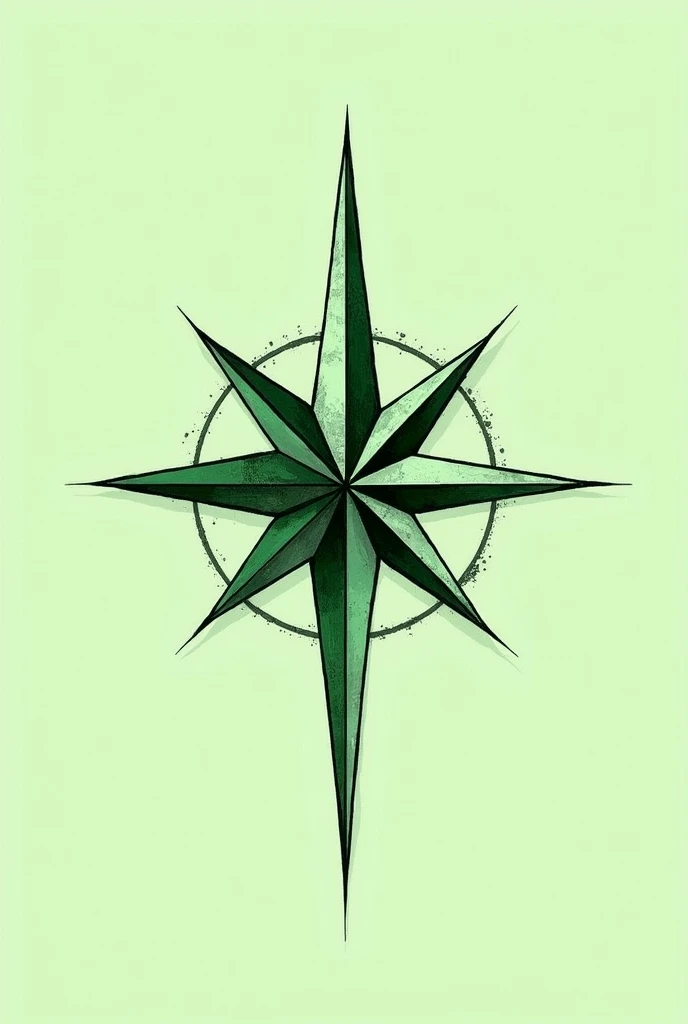 Compass rose for tattoo only the image drawn green




