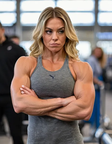 rofessional close-up portrait photography of the face of a beautiful ((ohwx bodybuilder woman)) at airport during afternoon, nik...