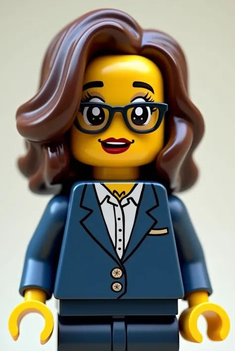 kamala harris with diamond-shaped head and glasses wearing  clothes, lego style