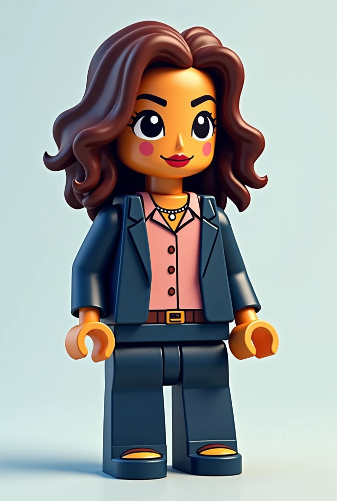 kamala harris with diamond-shaped head and glasses wearing clothes, lego style, no glasses