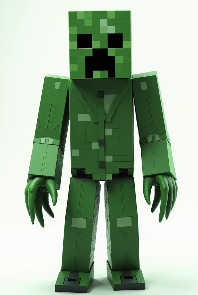 Quero uma foto ultra realisitic de um creeper do Minecraft que seria usado em um filme de terror, quero que ele esteja on a white background . I don&#39;t want it to be square, quero que seja meat , realisitic, como se fosse uma pessoa creeper do Minecraft...