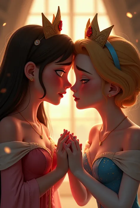 Two princesses crying animated image