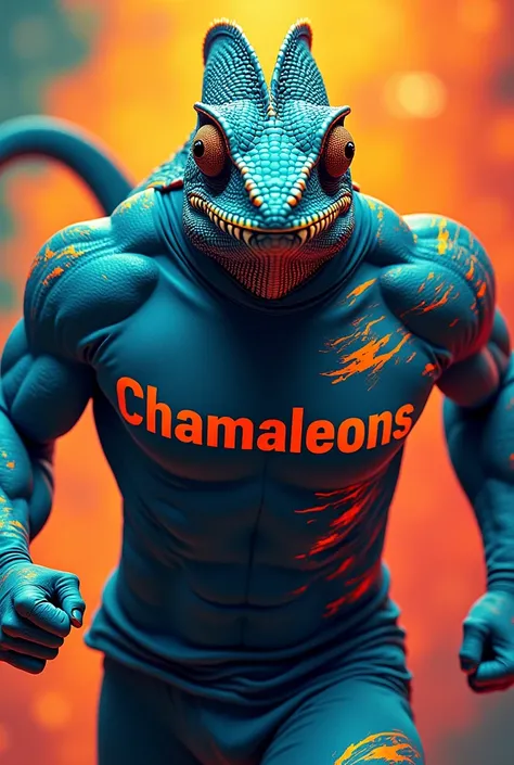 Chameleon running shirt with name chamaleons strong pumped up